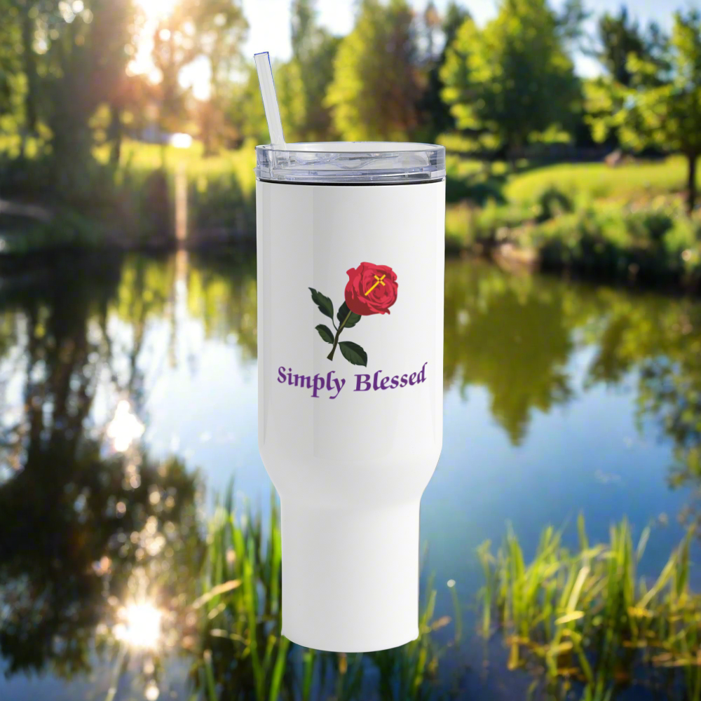 SIE CAPS SIMPLY BLESSED 40 oz Stainless Steel Travel Tumbler - white