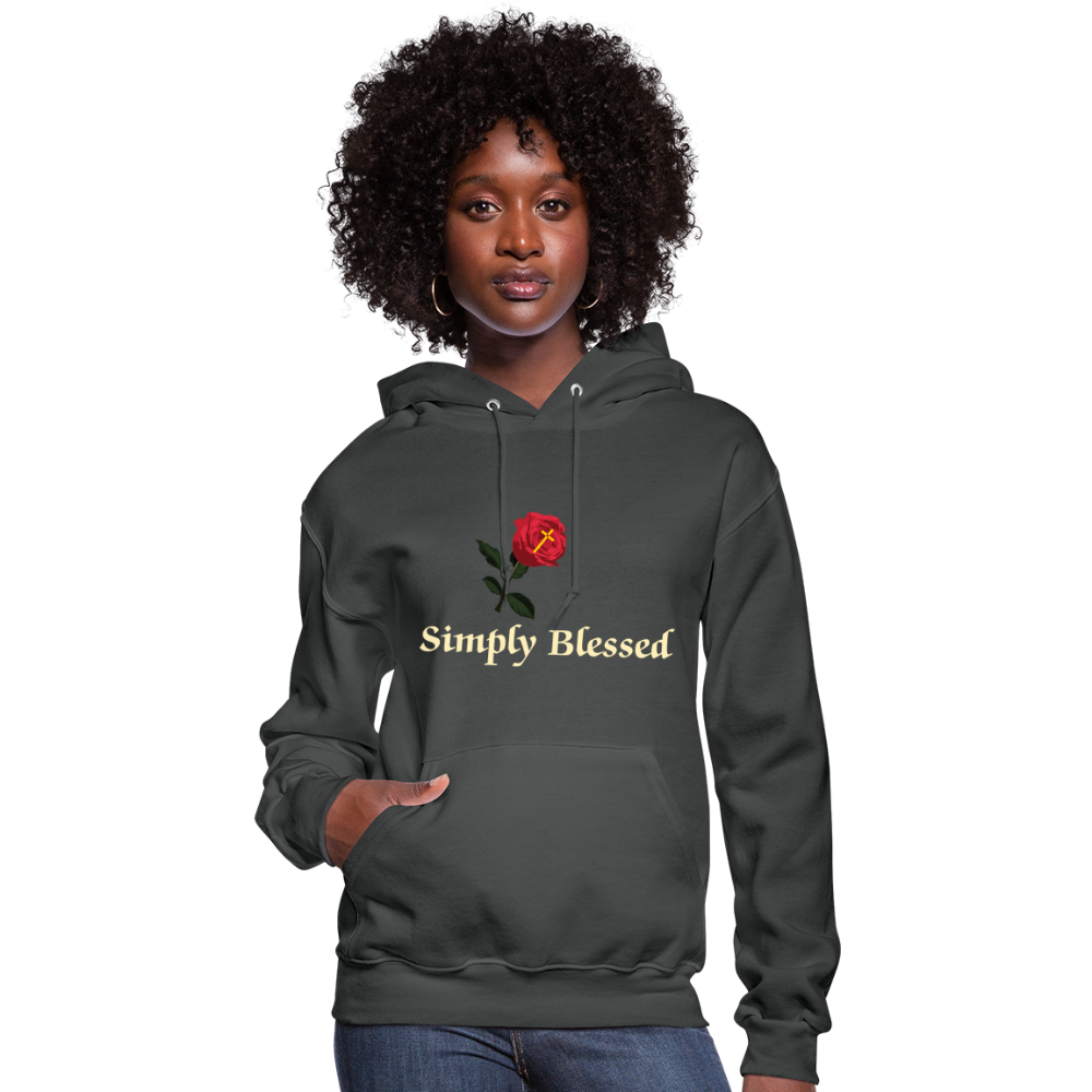 SIE CAPS SIMPLY BLESSED Cream Lettering Jerzee Women's Hoodie - asphalt