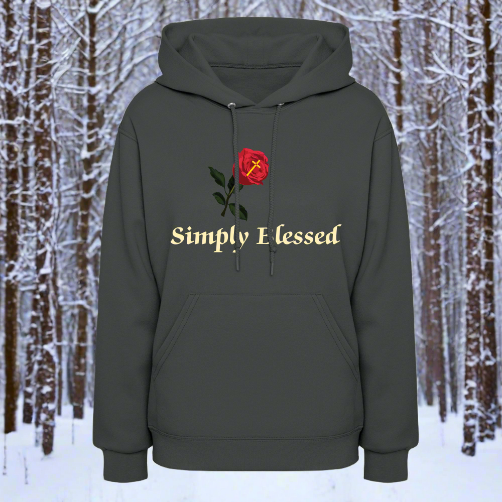 SIE CAPS SIMPLY BLESSED Cream Lettering Jerzee Women's Hoodie - asphalt