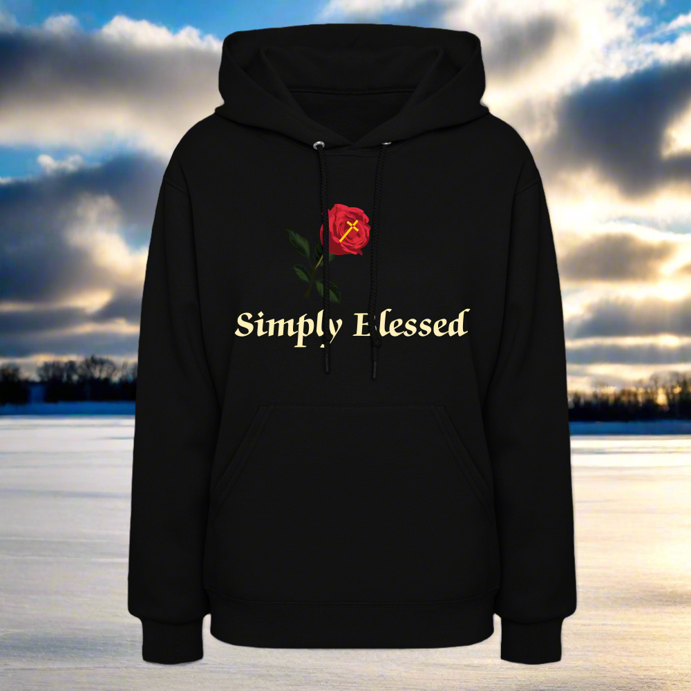 SIE CAPS SIMPLY BLESSED Cream Lettering Jerzee Women's Hoodie - black