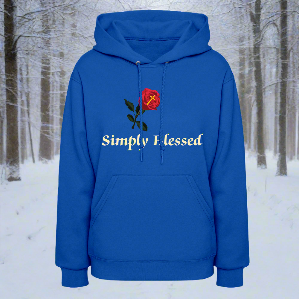 SIE CAPS SIMPLY BLESSED Cream Lettering Jerzee Women's Hoodie - royal blue