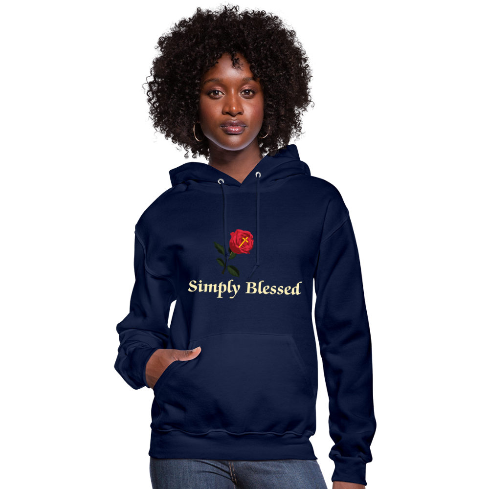 SIE CAPS SIMPLY BLESSED Cream Lettering Jerzee Women's Hoodie - navy