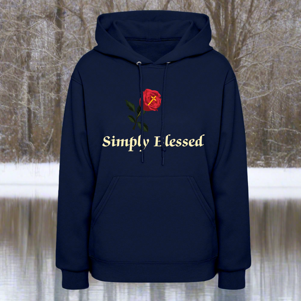 SIE CAPS SIMPLY BLESSED Cream Lettering Jerzee Women's Hoodie - navy