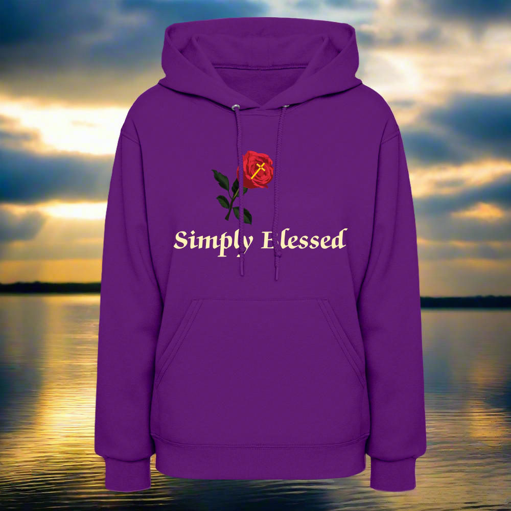 SIE CAPS SIMPLY BLESSED Cream Lettering Jerzee Women's Hoodie - purple