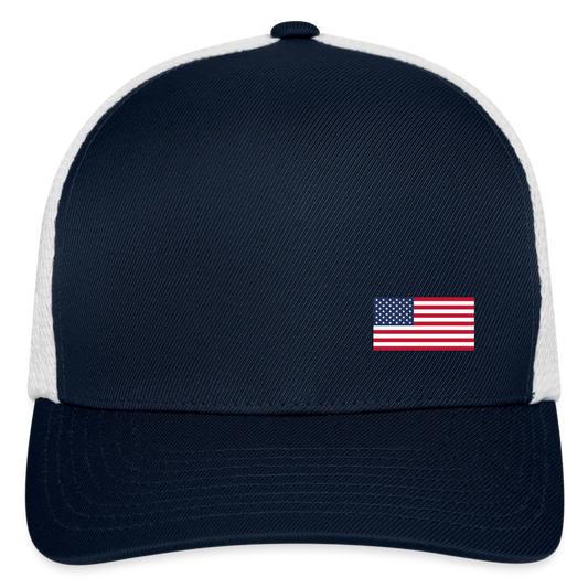 SIE CAPS OFFSET US FLAG Authentic FLEXFIT Fitted Baseball Cap - navy/white