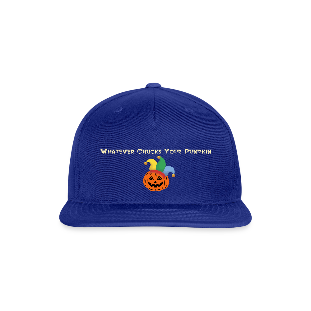 SIE CAPS "WHATEVER CHUCKS YOUR PUMPKIN" Authentic Snapback Baseball Cap - royal blue