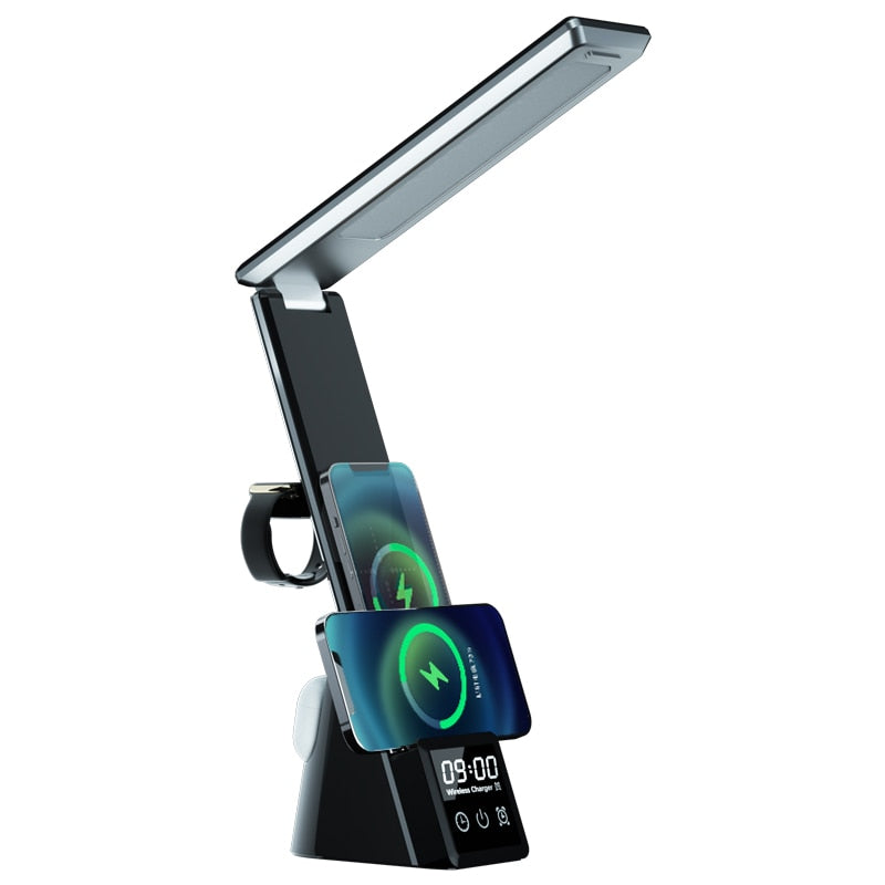 The 3-in-1 Qi Wireless Charger LED Desk Lamp with Alarm Clock and Time Display