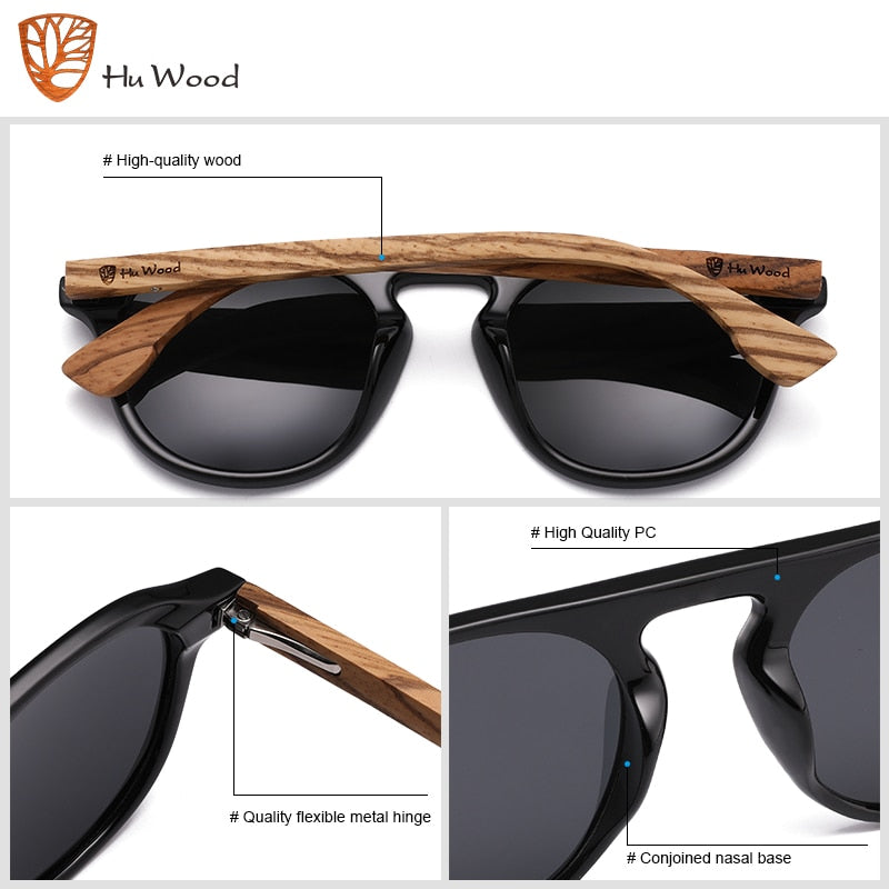 Hu Wood Super Stylish Wood Brand Classic Sunglasses