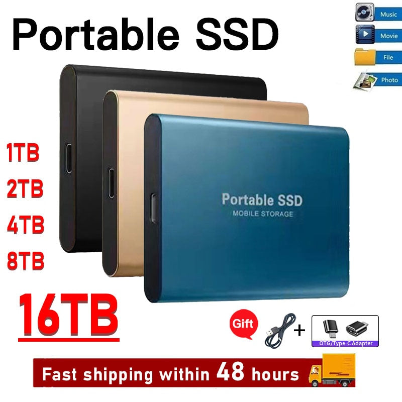 Portable SSD Mobile Storage 1 to 16 Terabyte Fantastic Value "From $18.00""