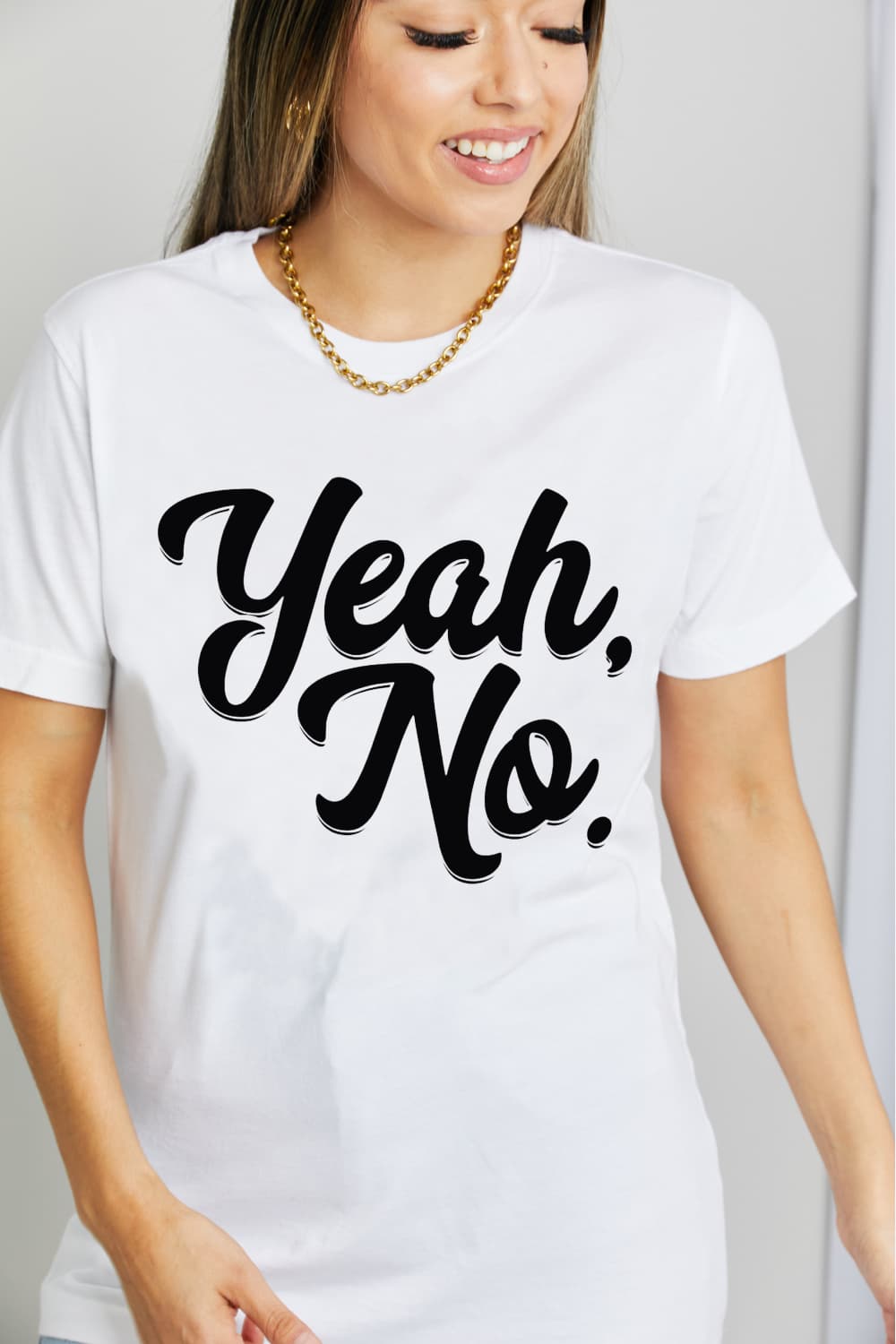 Simply Love Full Size "YEAH, NO" Graphic Cotton T-Shirt