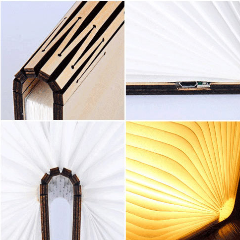 Foldable Designed LED Wood Grained Leather Book Light