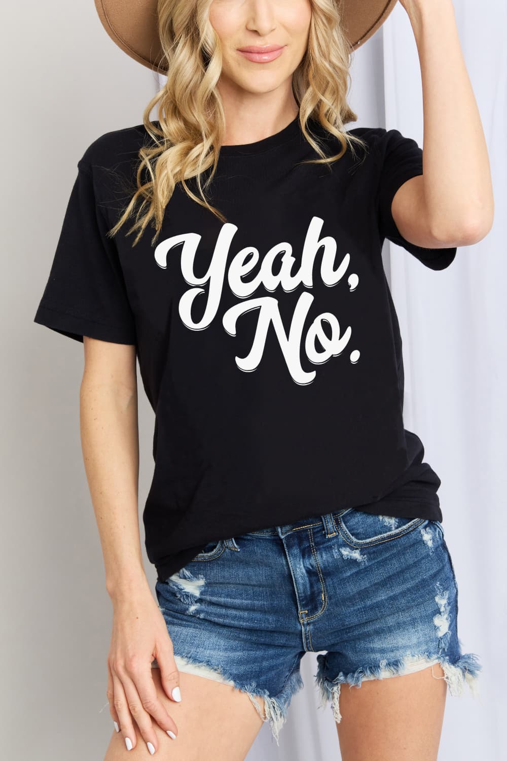 Simply Love Full Size "YEAH, NO" Graphic Cotton T-Shirt