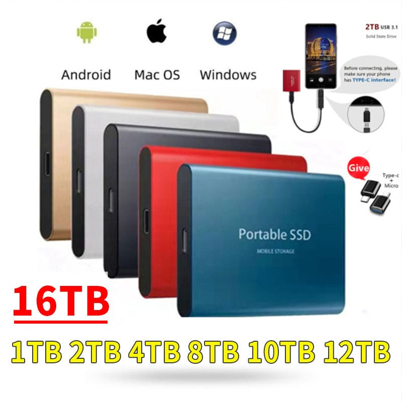 Portable SSD Mobile Storage 1 to 16 Terabyte Fantastic Value "From $18.00""