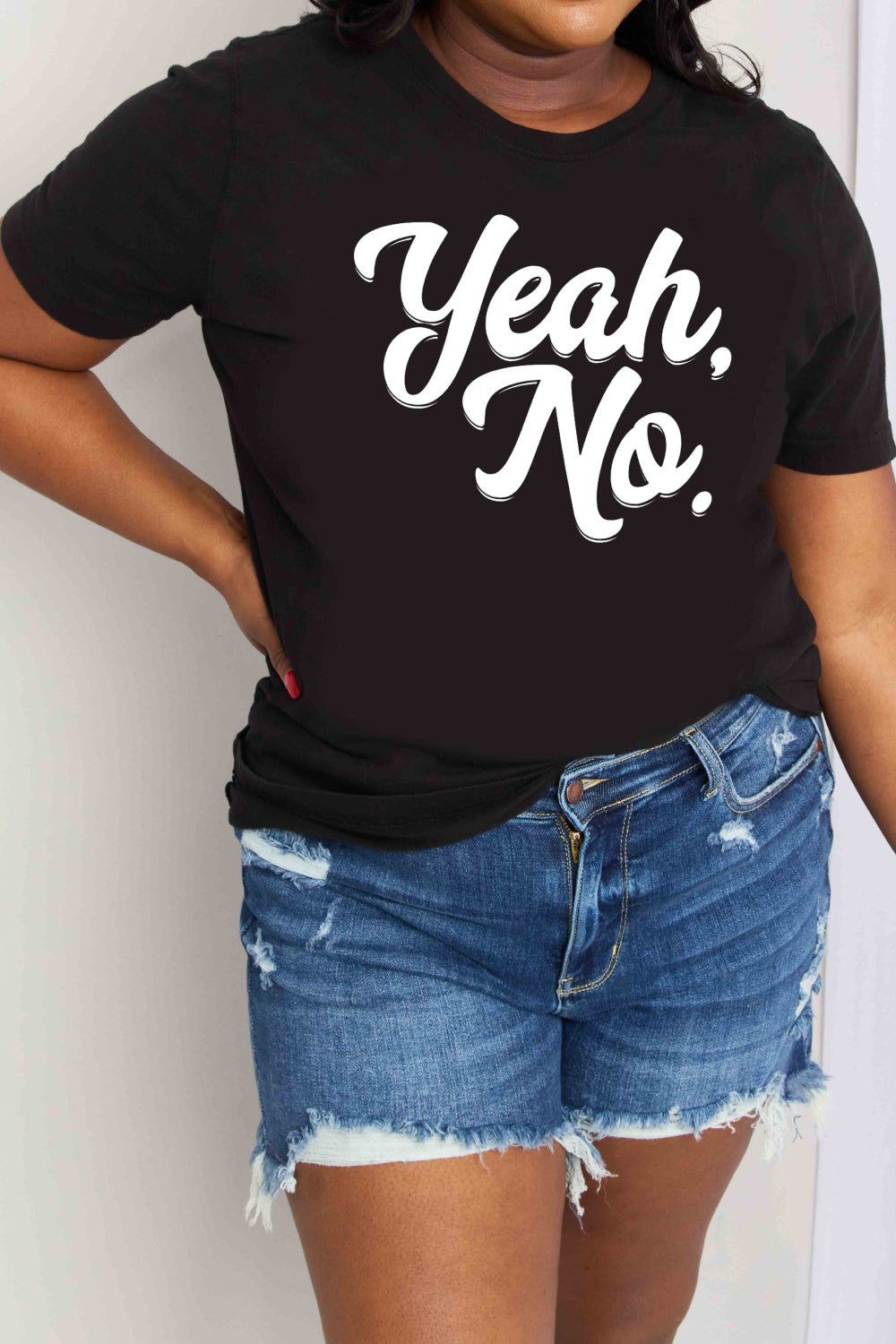 Simply Love Full Size "YEAH, NO" Graphic Cotton T-Shirt