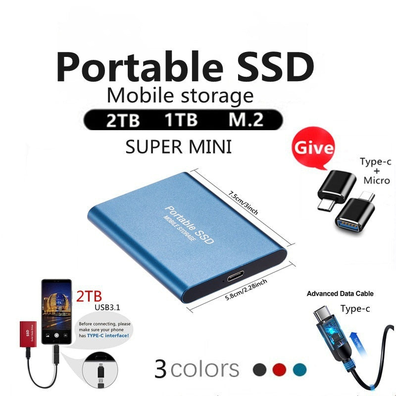 Portable SSD Mobile Storage 1 to 16 Terabyte Fantastic Value "From $18.00""