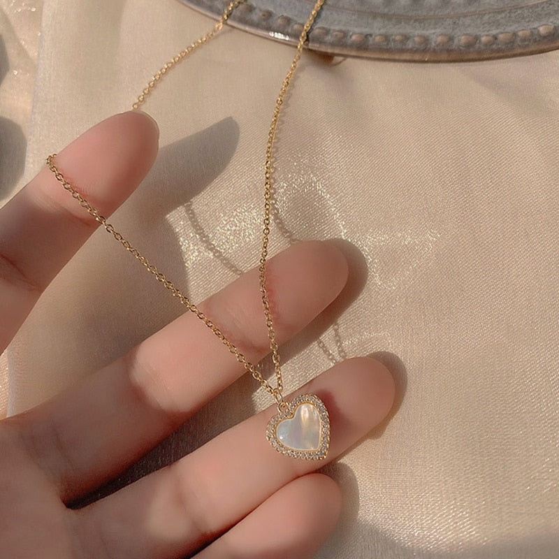 Opal Gold Heart Shaped Necklace