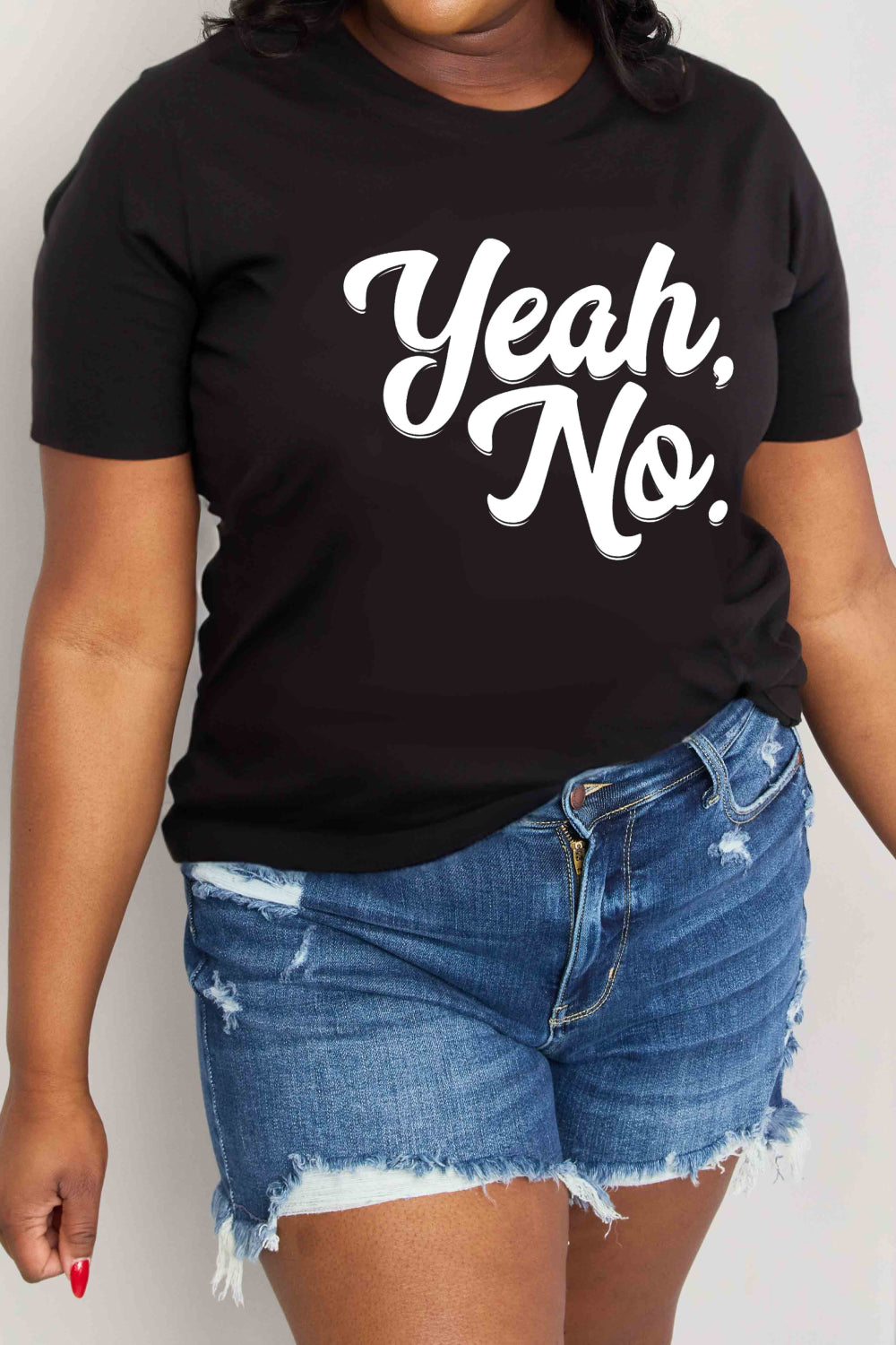 Simply Love Full Size "YEAH, NO" Graphic Cotton T-Shirt