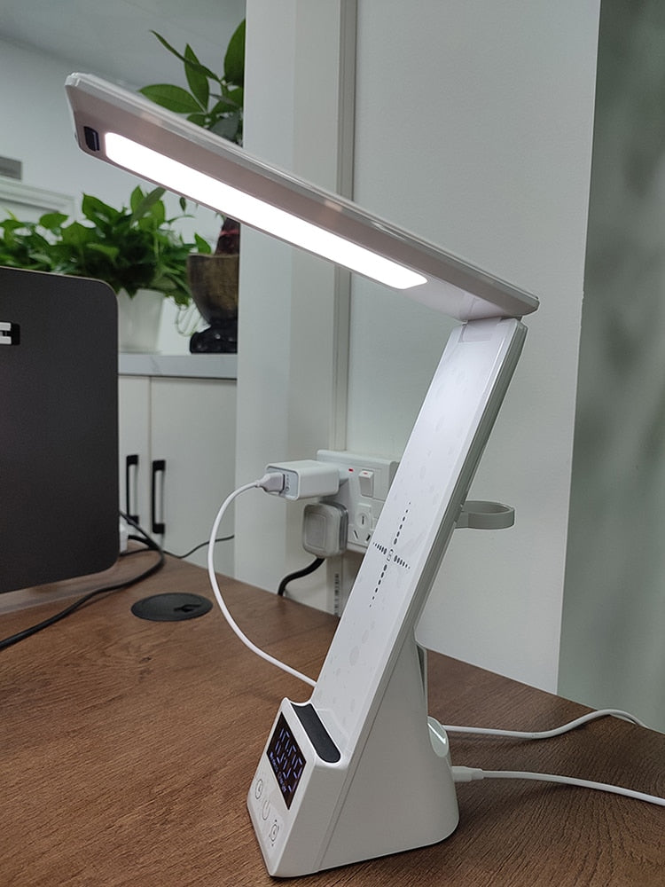 The 3-in-1 Qi Wireless Charger LED Desk Lamp with Alarm Clock and Time Display